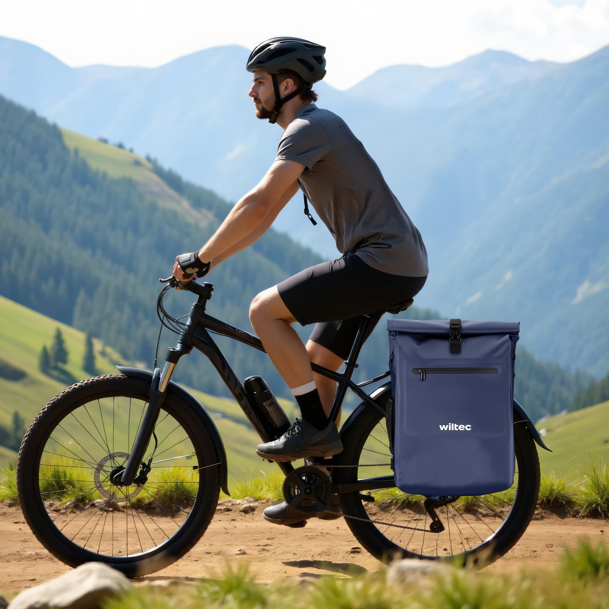 Wiltec 4in1 borsa bici portapacchi 25 L blu impermeabile