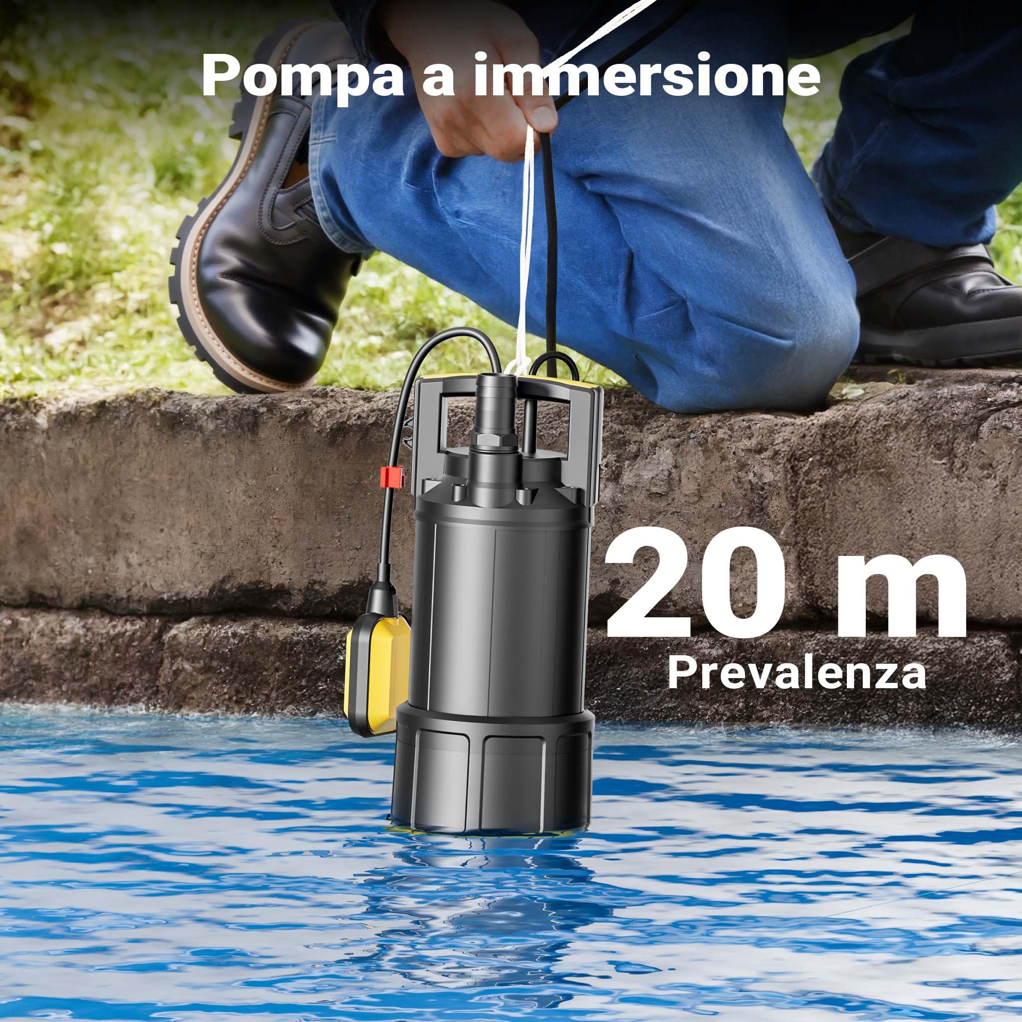 Wiltec Pompa sommersa 850W 5000 l/h 20 m inox