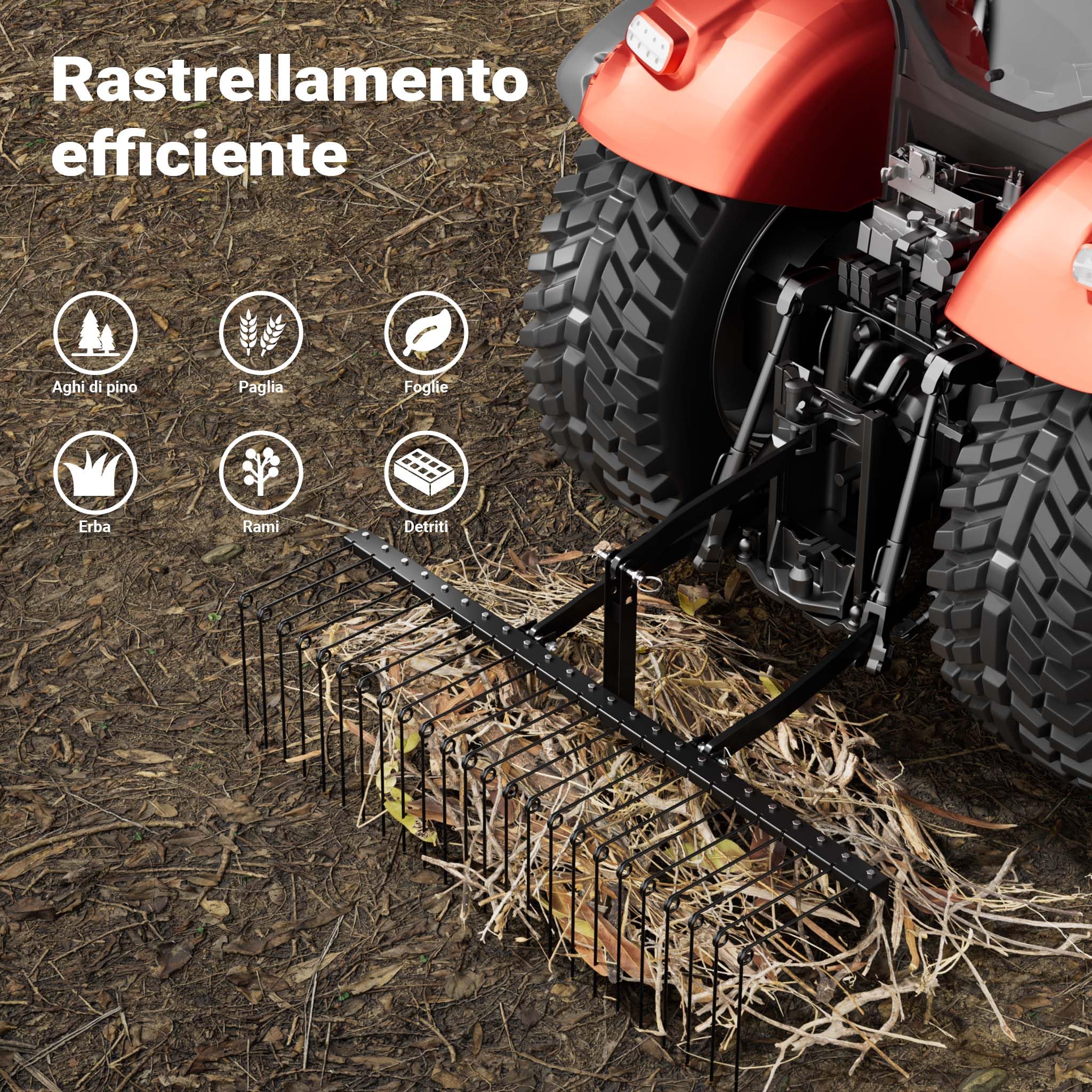 Wiltec Strigliatore Trainato 72" Arieggiatore Prato 183 cm