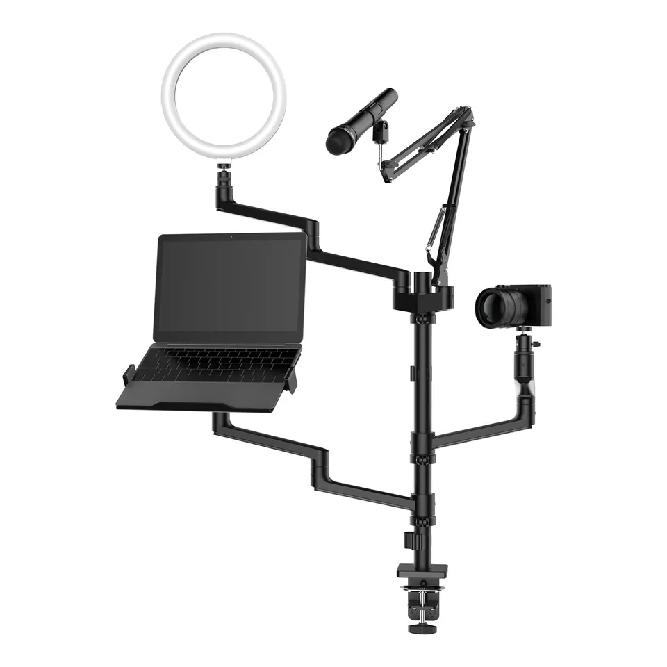 Wiltec Supporto tavolo 4in1 bracci microfono ring light