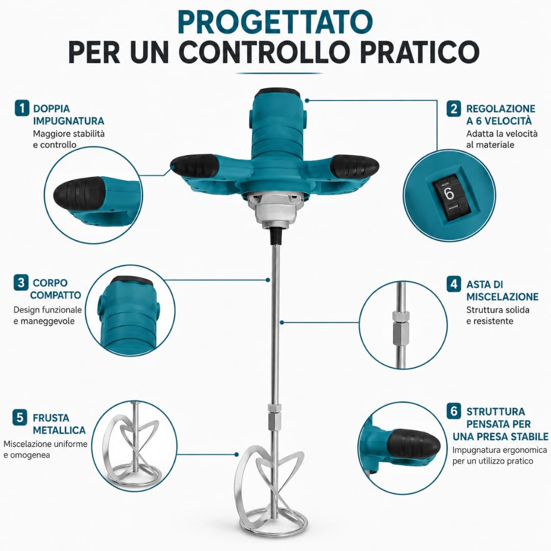 De Rosa Shop Miscelatore Malta Cemento 2600W 6 Velocità
