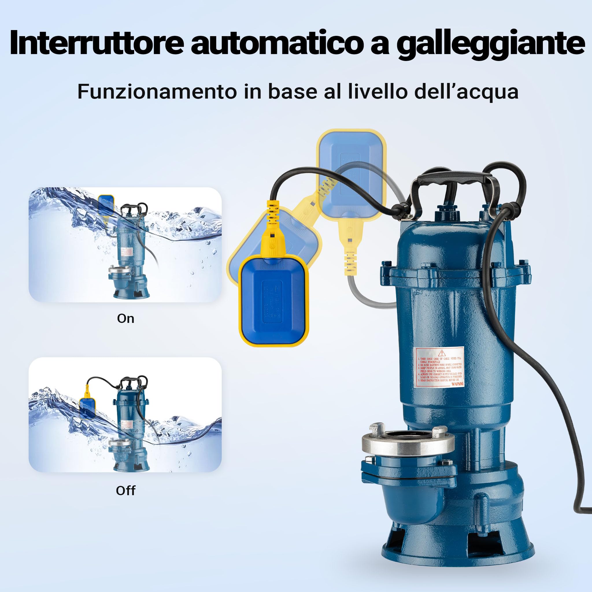 Wiltec Pompa Acque Nere 550W 10000 L/h con Galleggiante