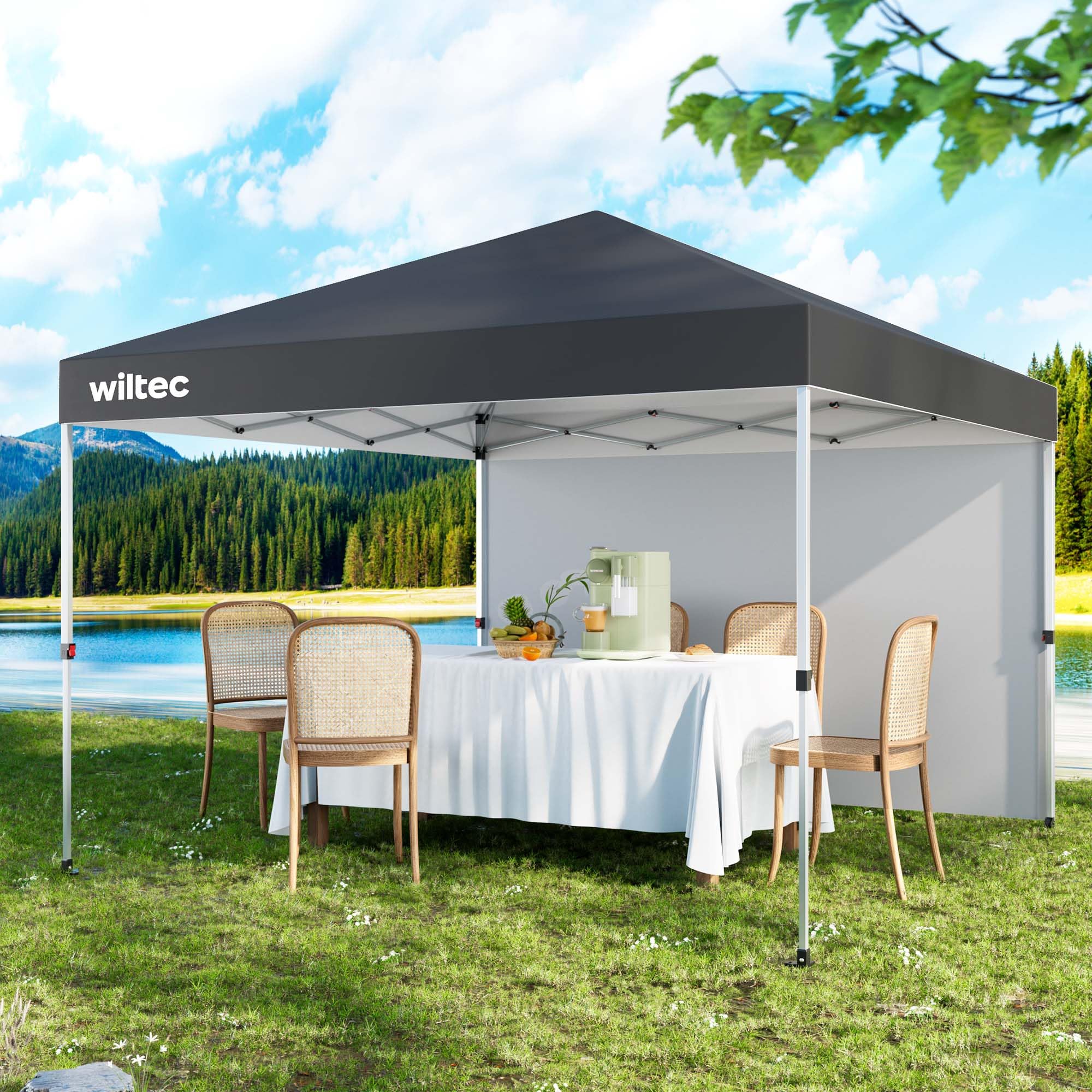 Wiltec gazebo pieghevole 3x3 m grigio con ruote