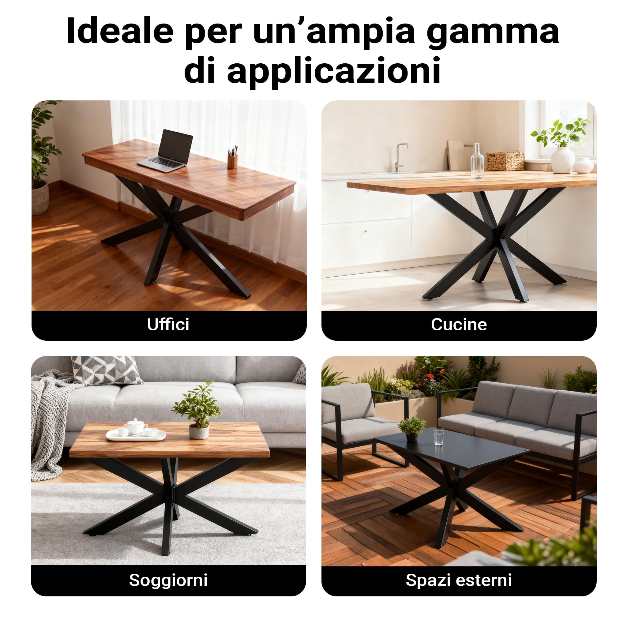 Wiltec XPOtool Telaio Tavolo Ragno Acciaio Nero 150cm