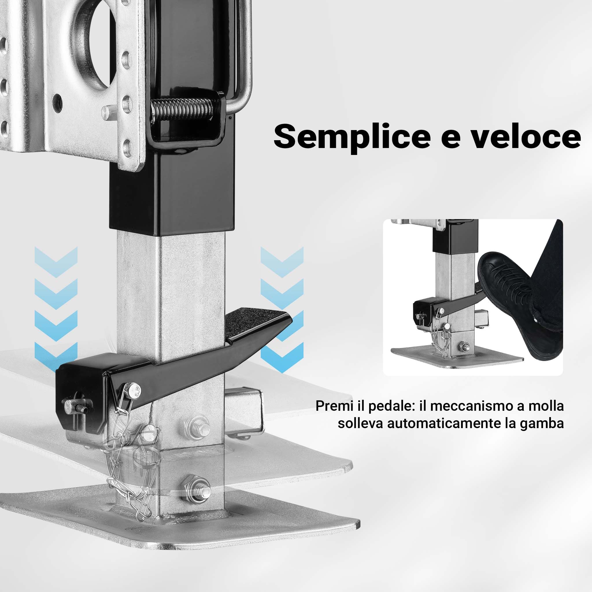 Wiltec Piede Stabilizzatore 900kg Manovella Laterale Girevole