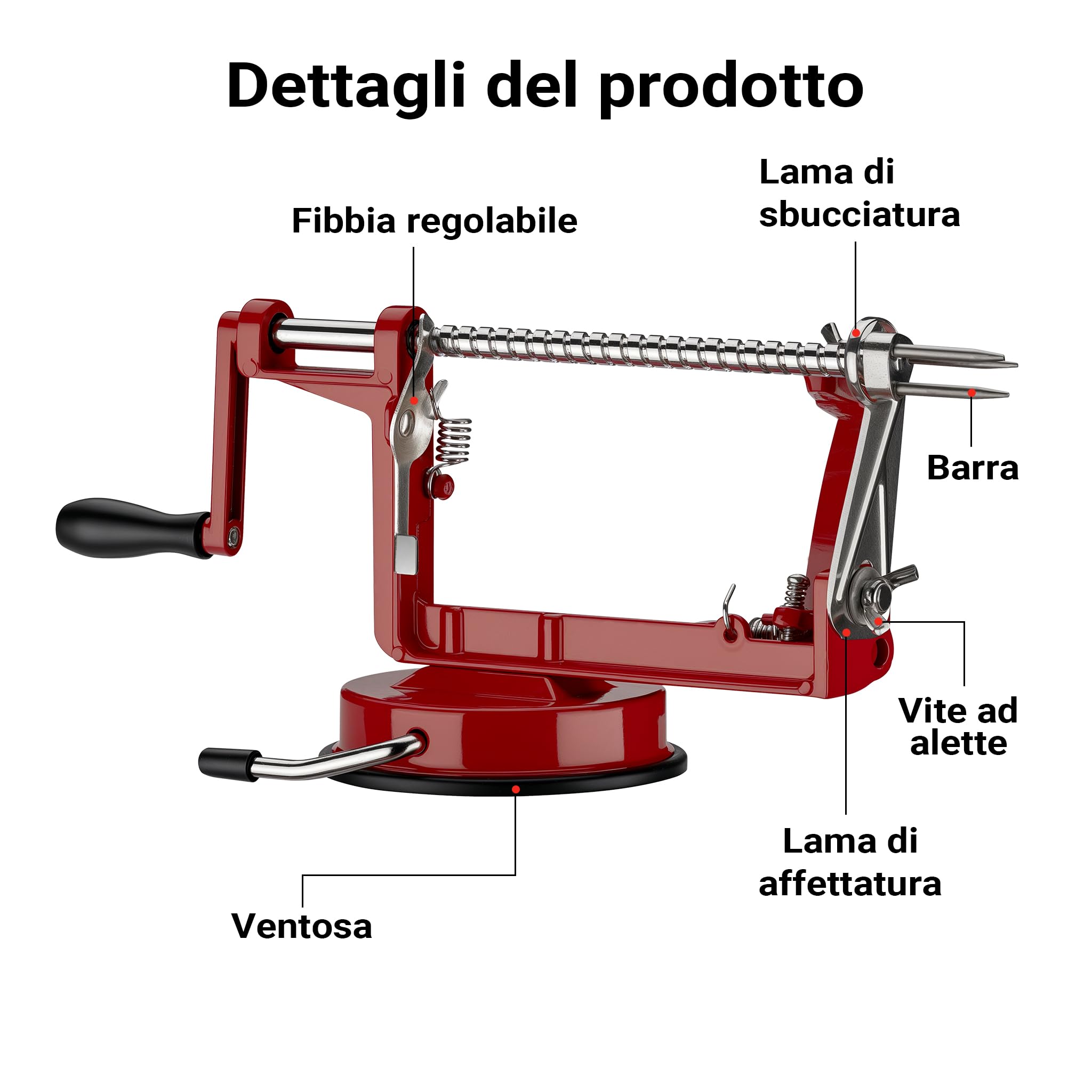 Wiltec Sbucciamela a Manovella con Ventosa Acciaio 30x10x13 cm