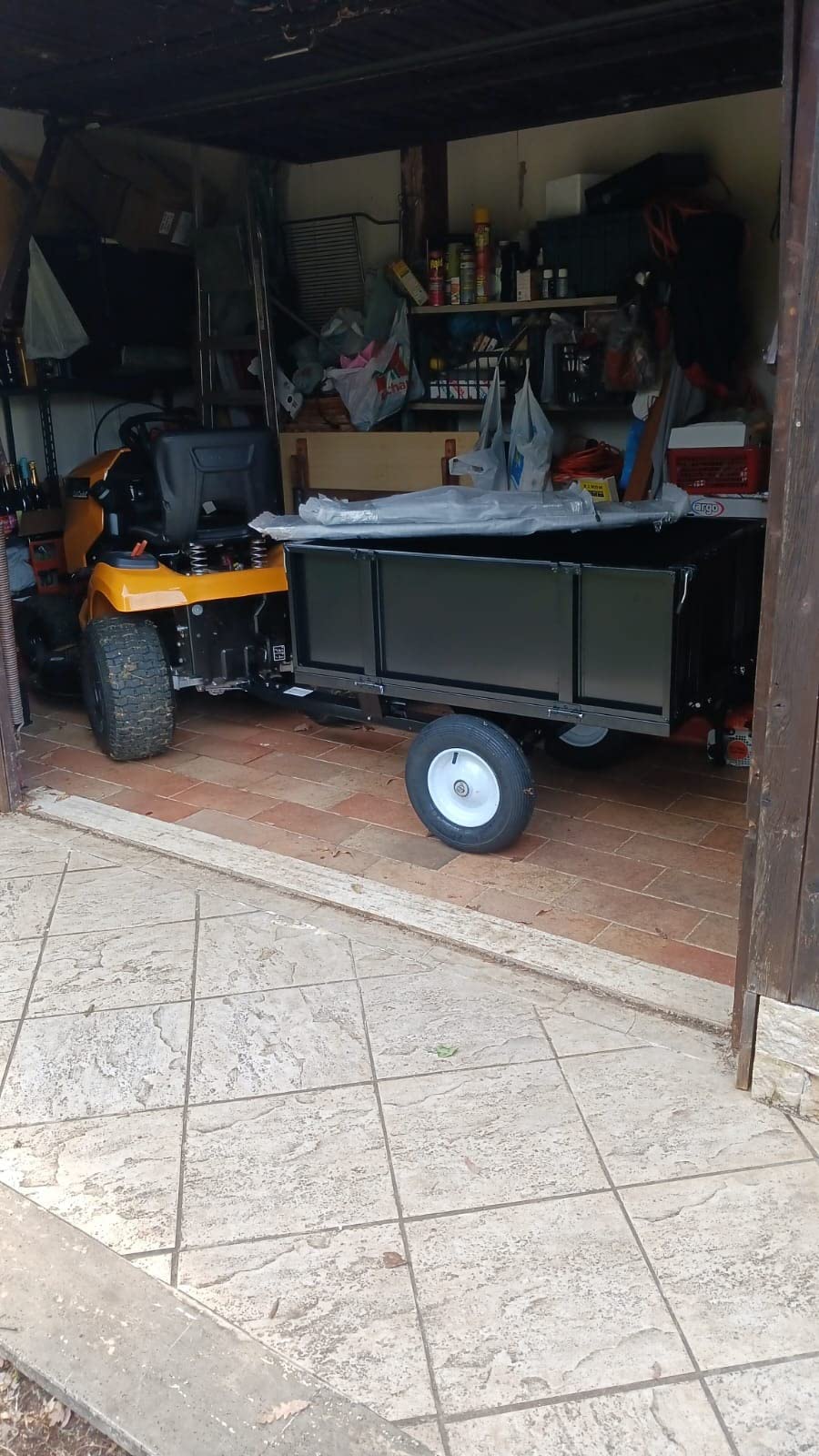 Wiltec Rimorchio Trattorino 114x76x30 cm Ribaltabile Rete