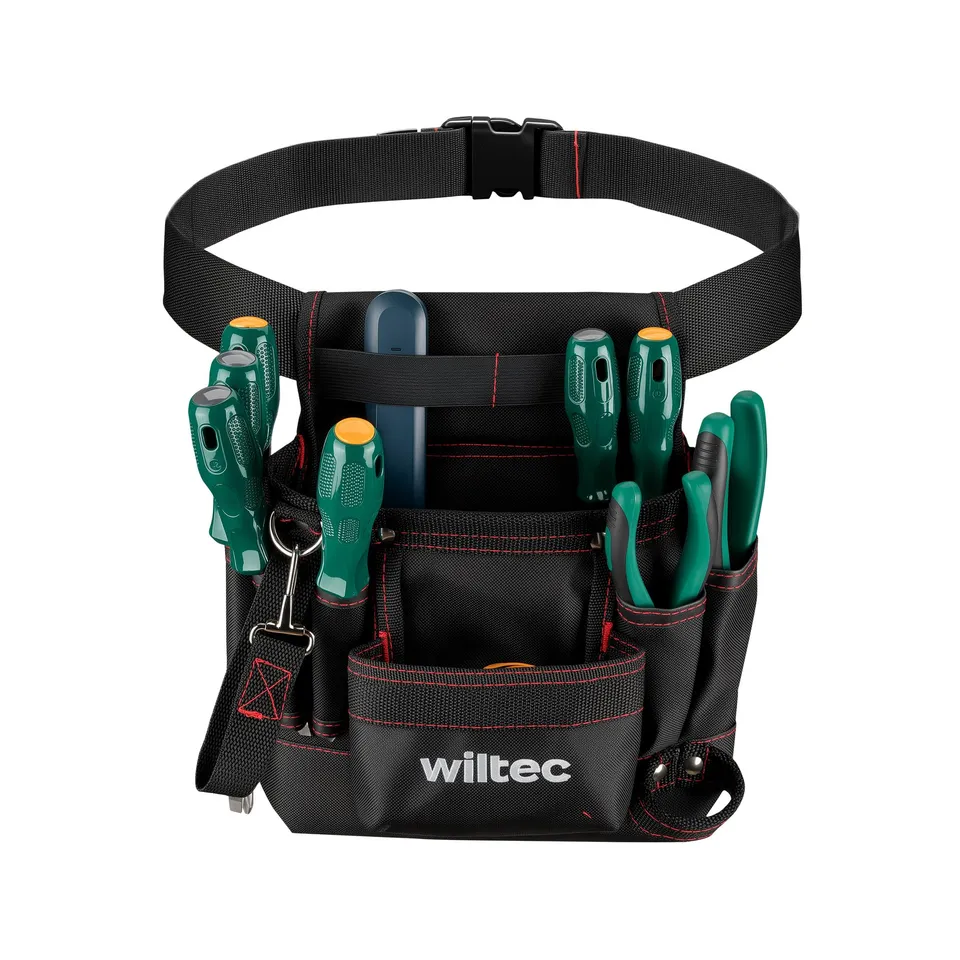 Wiltec marsupio da lavoro 24x28 cm 15 kg 7 tasche poliestere