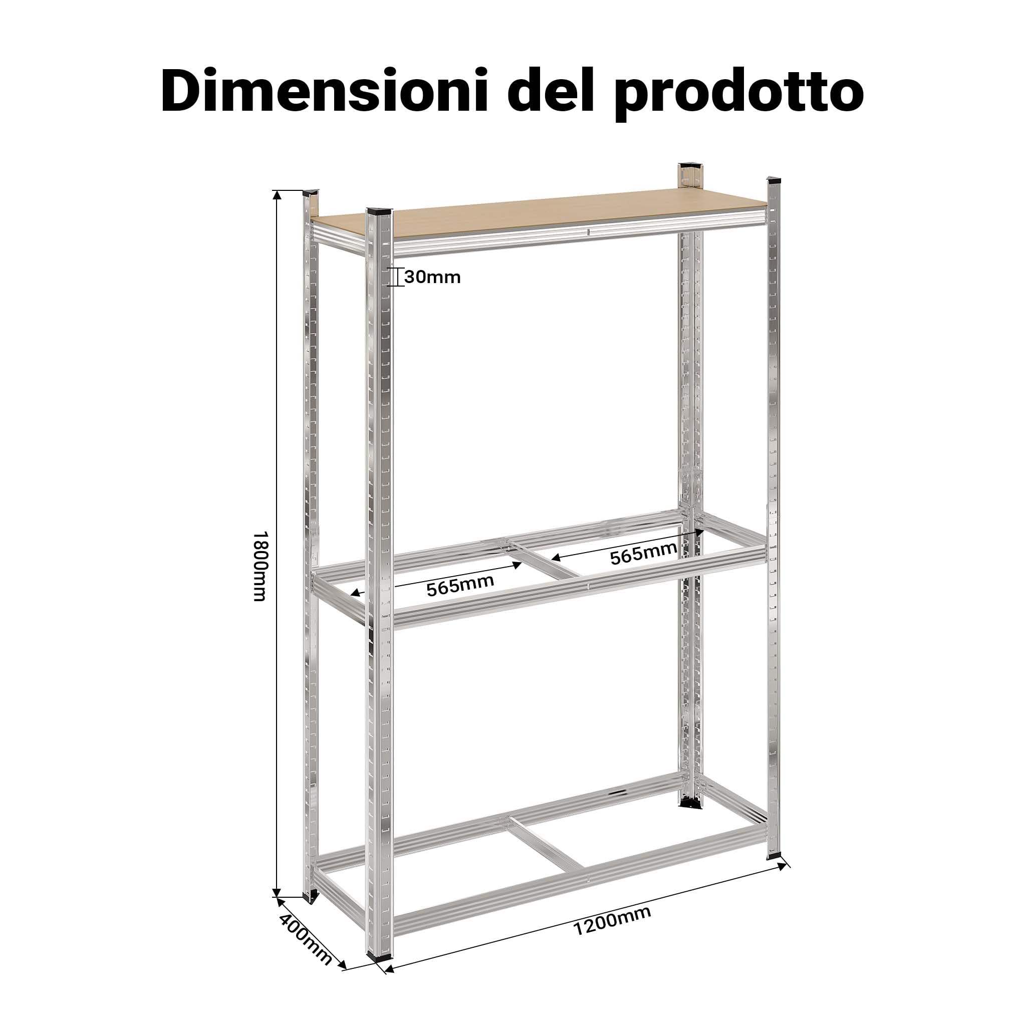 Wiltec Scaffale portagomme 180x120x40 cm 8 gomme 795 kg