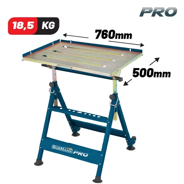 Bormann Tavolo Saldatura Pieghevole 760x500mm Acciaio 18,5kg