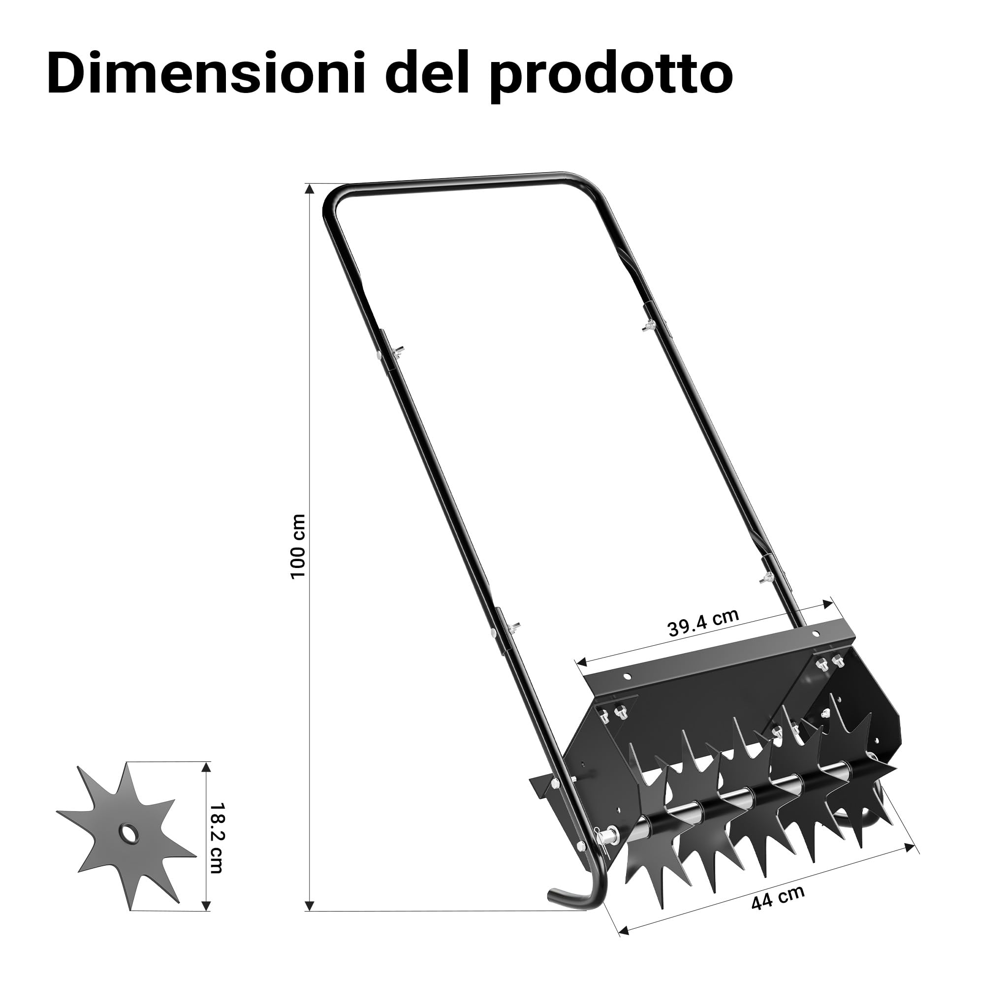Wiltec Arieggiatore Prato Manuale 5 Dischi 16 Pollici