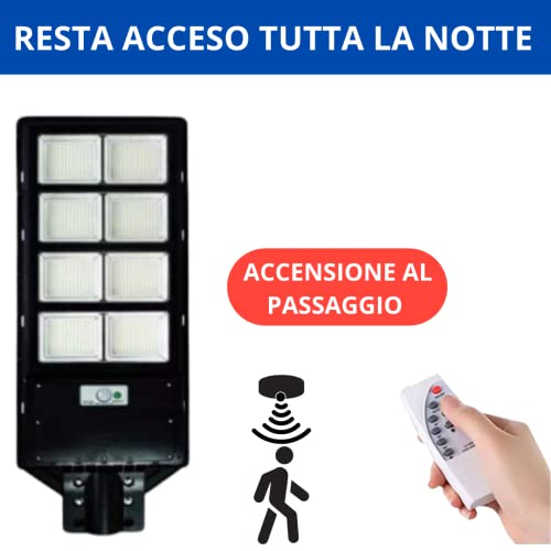 DE ROSA SHOP Lampione Solare LED 1500W 6500K con Telecomando