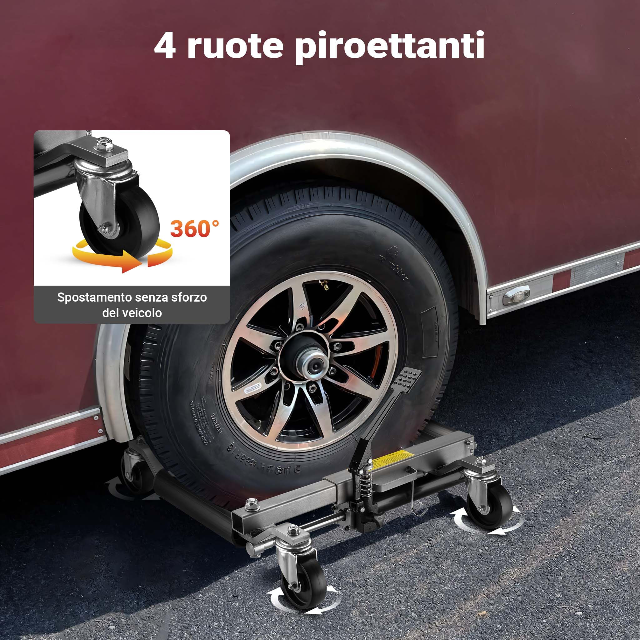 Wiltec Idraulico 680kg carrelli sposta auto 2pz gomme 30cm