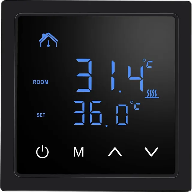 Weytoll Termostato Intelligente 16A Termostato Nero Pavimento Elettrico