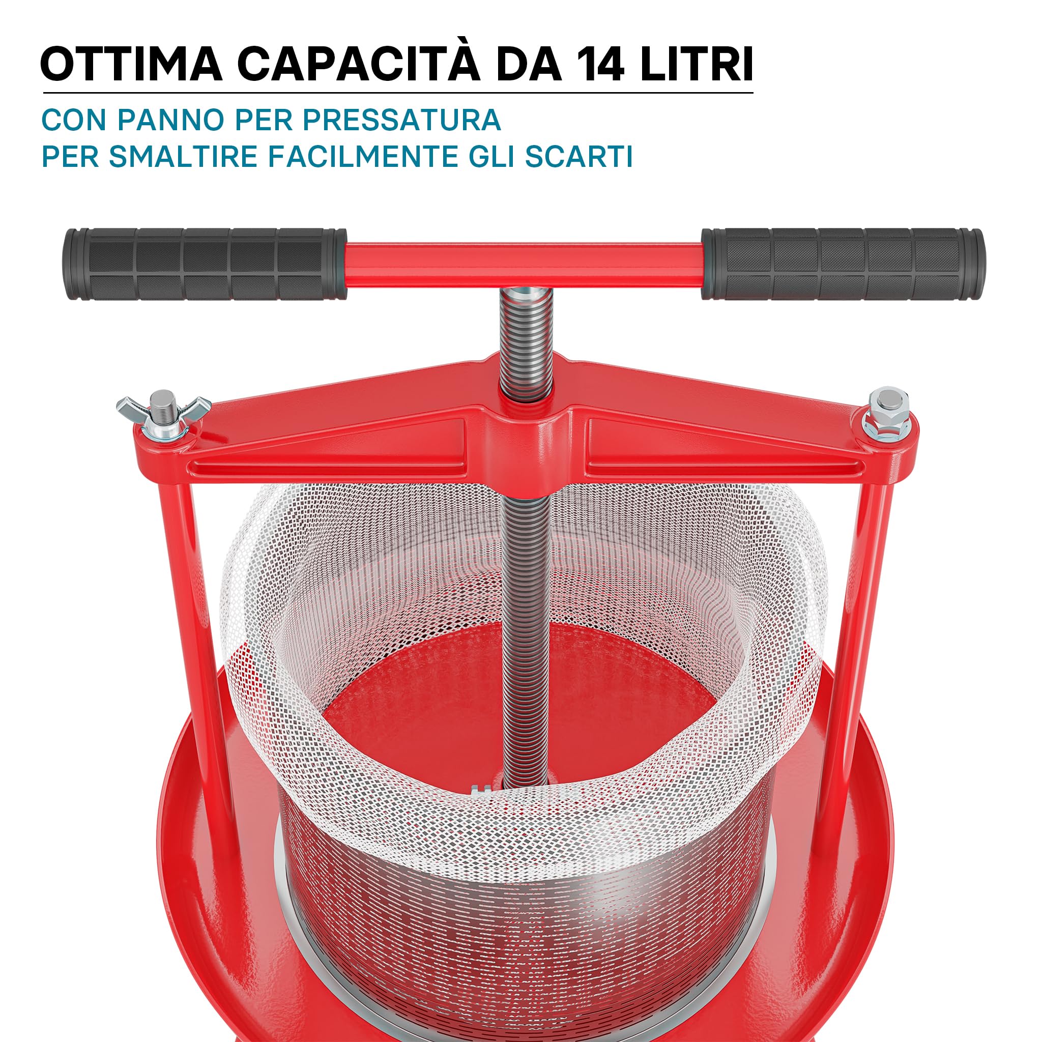 Wiltec Torchio Frutta 14 Litri Acciaio Inox con Treppiede