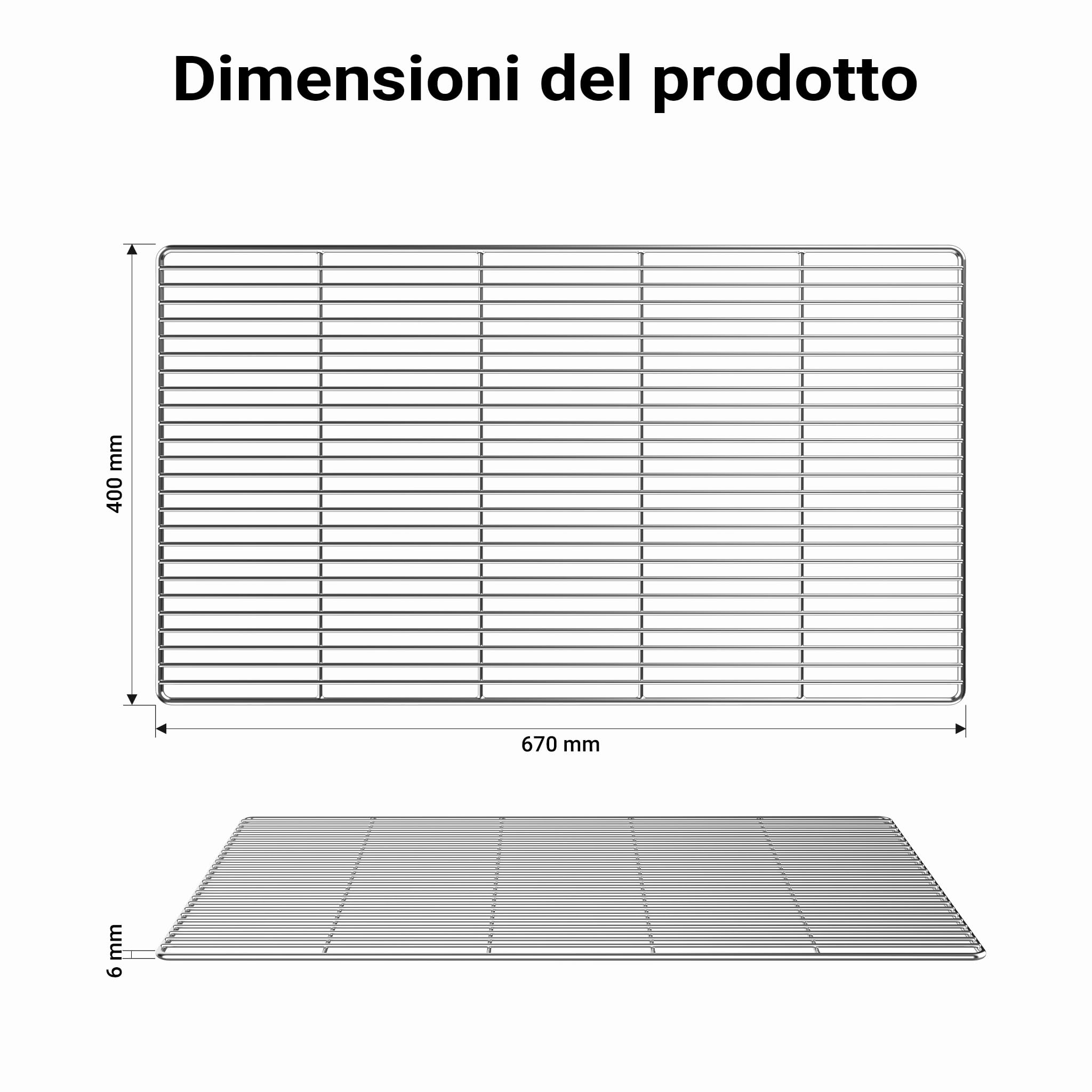 Wiltec Griglia barbecue inox 67x40 cm