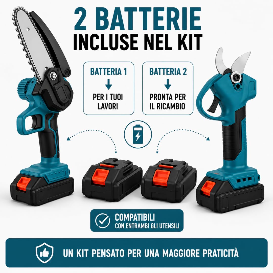 De Rosa Shop kit potatura a batteria 36V forbici + motosega