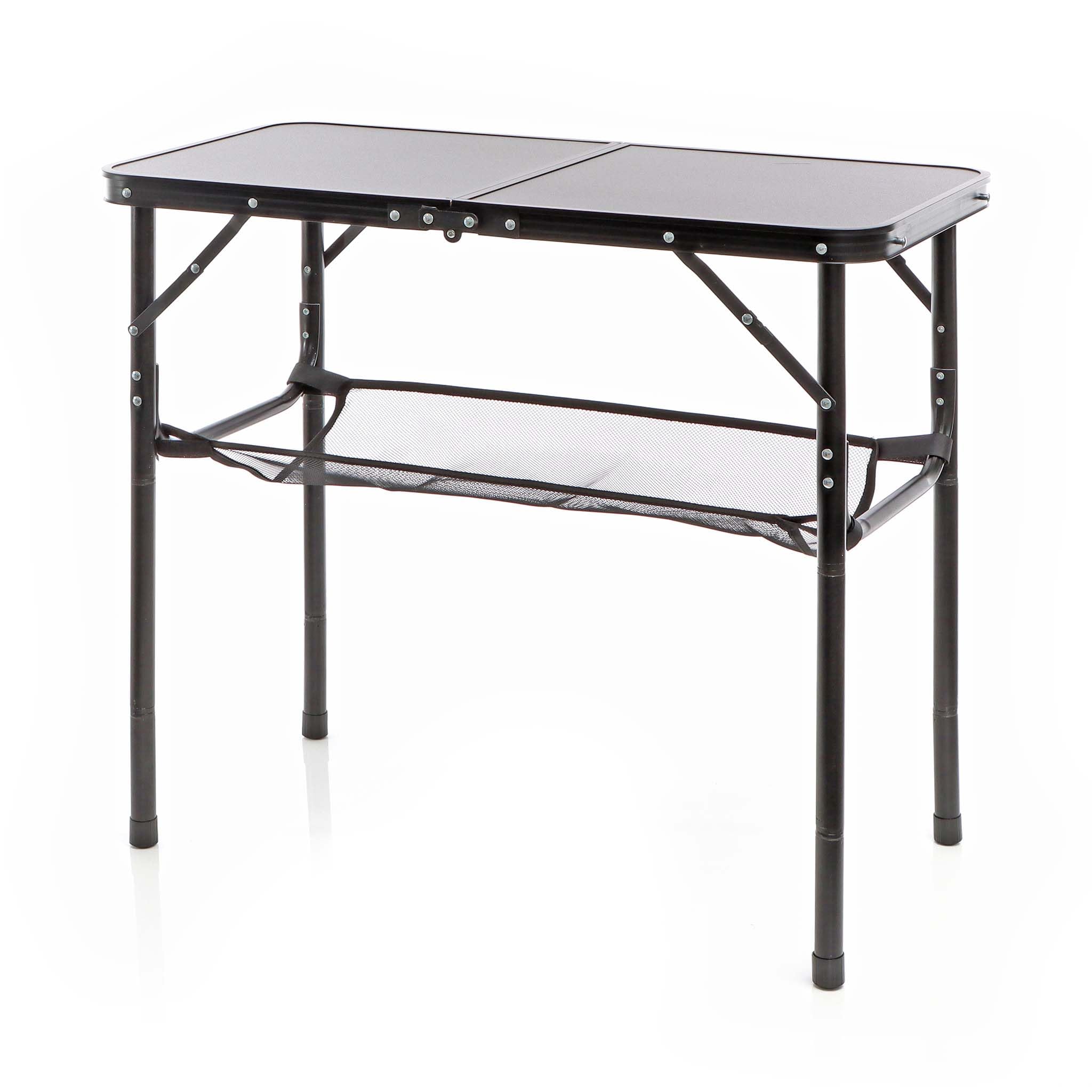 Wiltec Toboli Tavolo Campeggio Alluminio 80x40 cm Nero Altezza