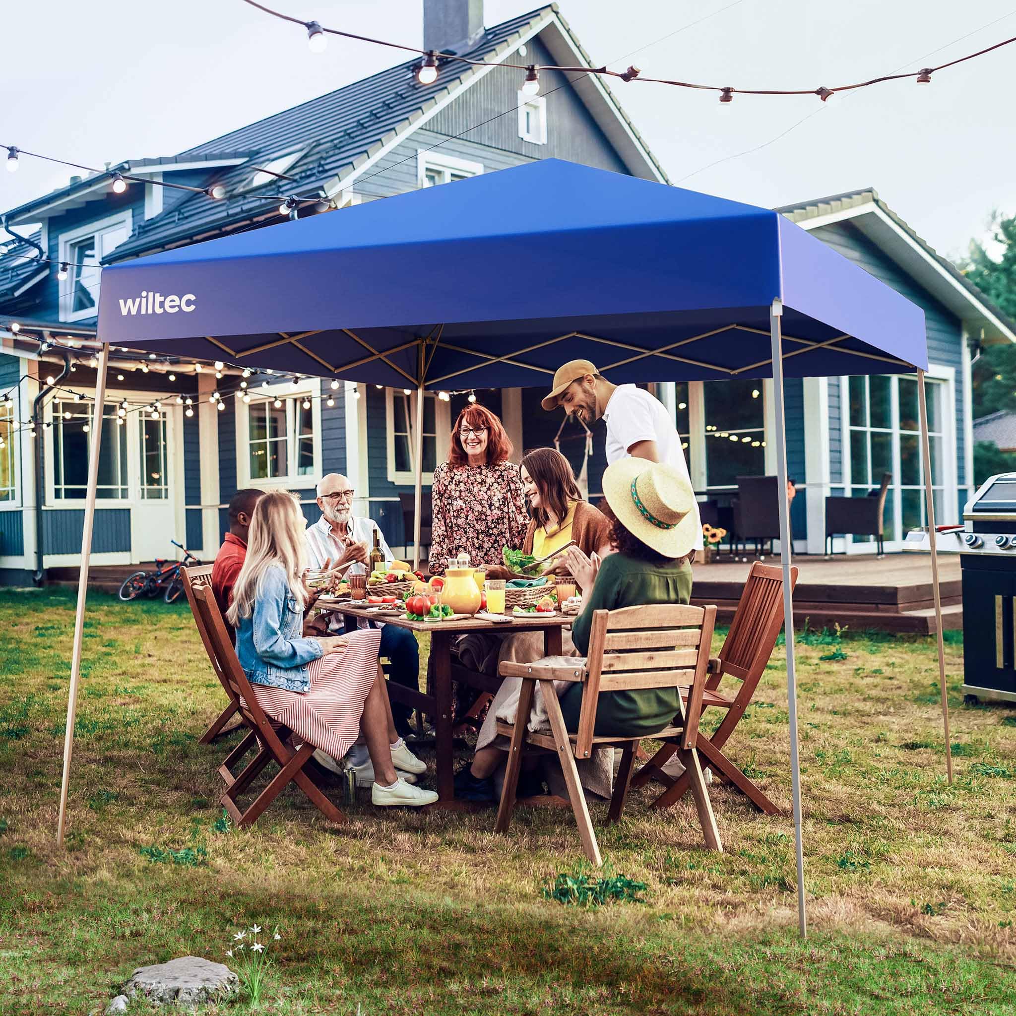 Wiltec Gazebo Pieghevole Blu 2,5x2,5 m Telo 190T