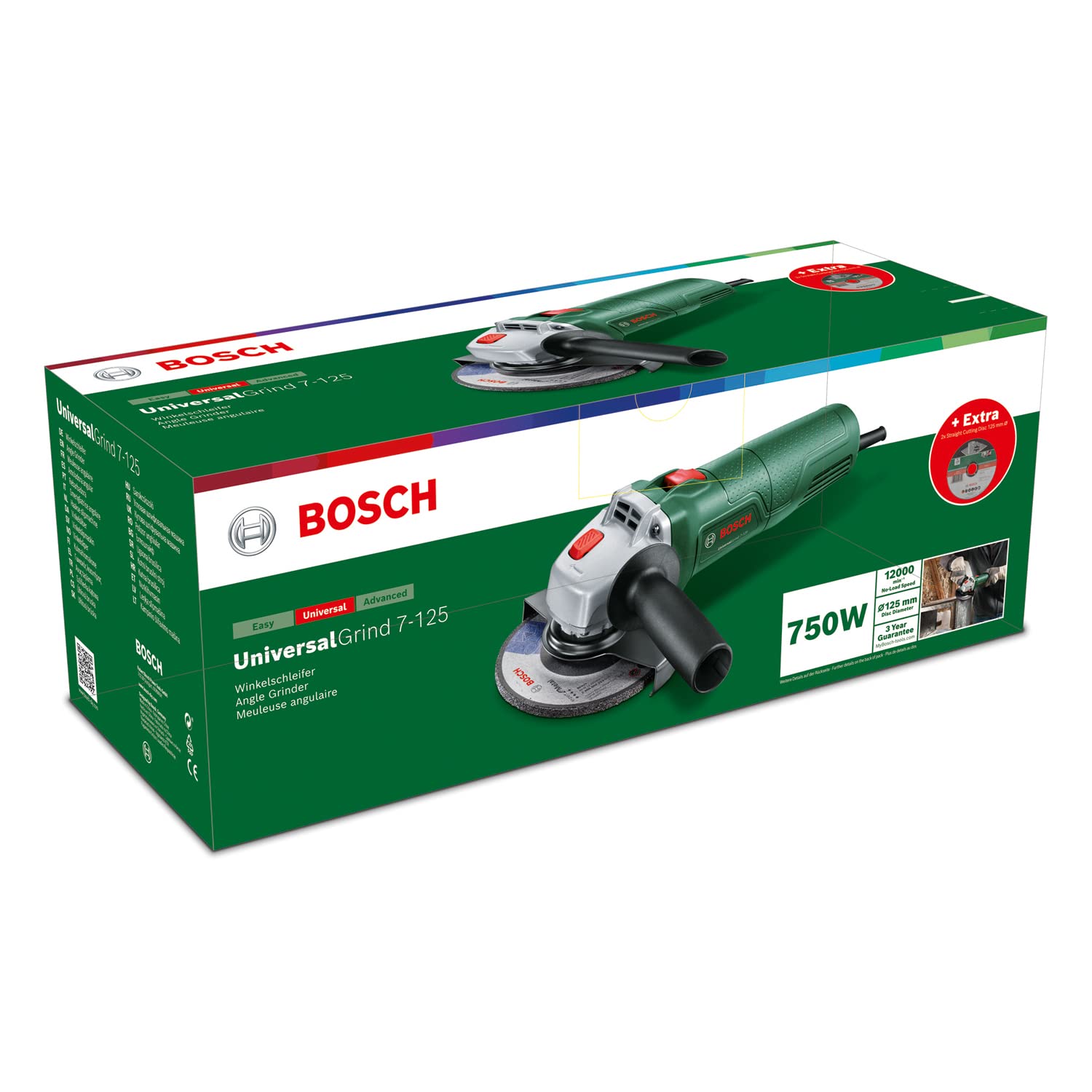 Bosch UniversalGrind 7-125 smerigliatrice 750 W 3 dischi