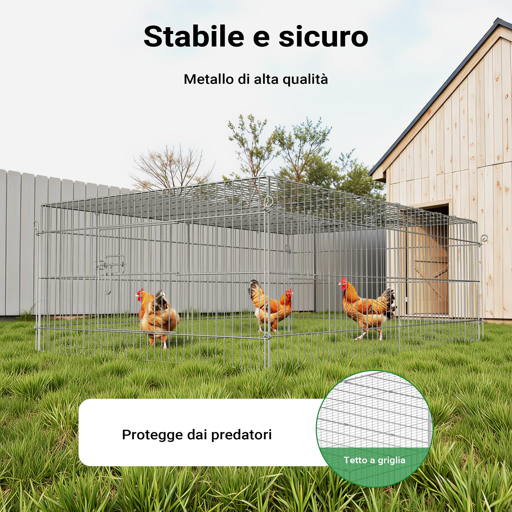 Wiltec Recinto 216x116x65 cm per Conigli con Telo Parasole