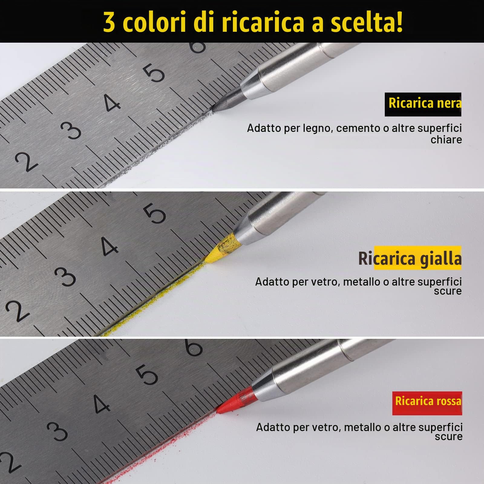 Wzone Matita Cantiere Foro Profondo con Mine 6 Pezzi