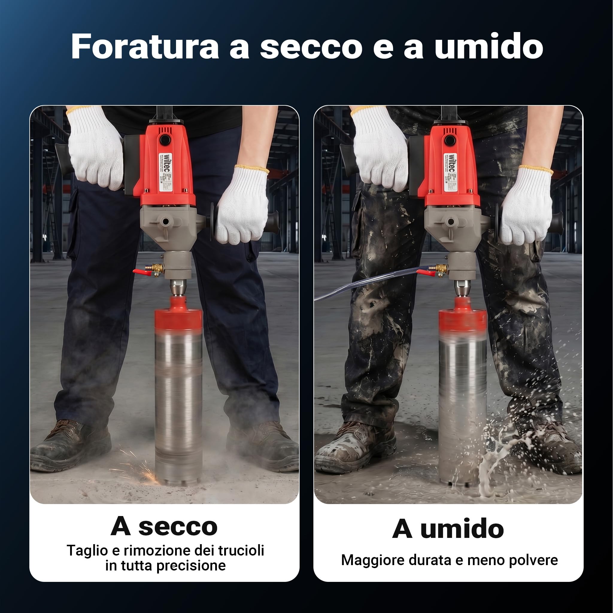 Wiltec carotatrice acqua 110 mm 2080 W valigetta