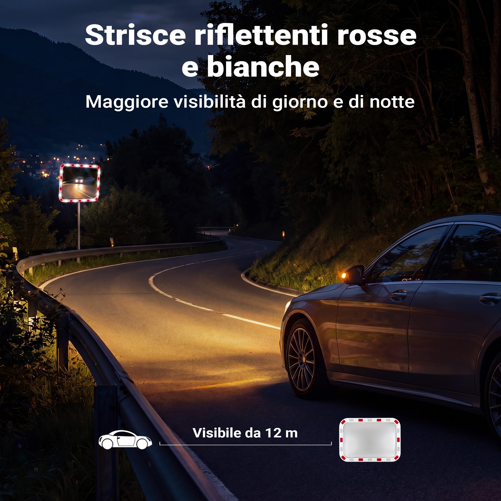 Wiltec Specchio Stradale 70x90 cm Convesso Infrangibile