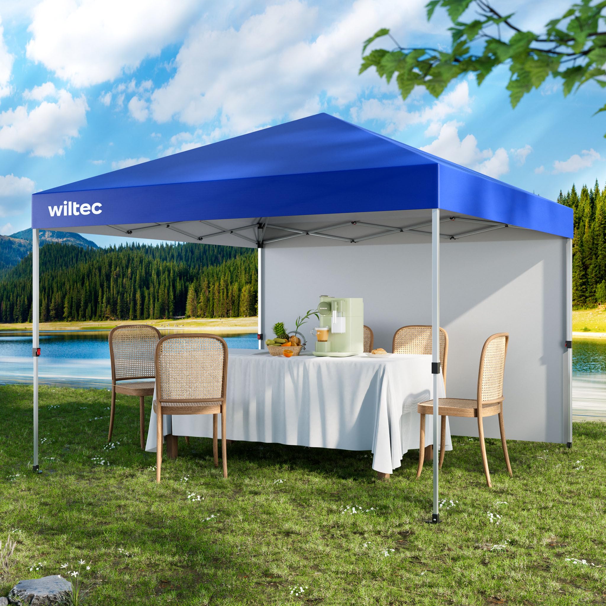 Wiltec Gazebo Pieghevole Blu 3x3m Telo 600D UV50+