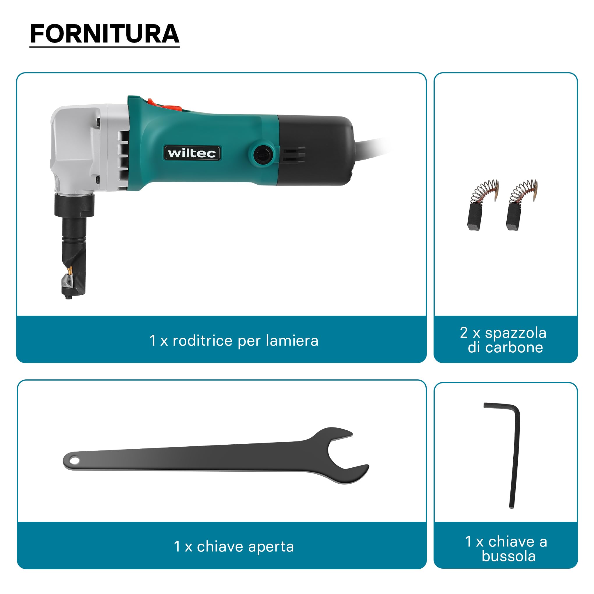 Wiltec Roditrice Lamiera 500 W Taglio 2,5 mm 360°