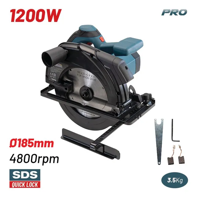 Bormann sega circolare 1200W disco 185 mm laser 24T