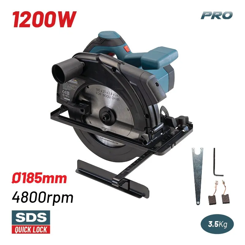 Bormann sega circolare 1200W disco 185 mm laser 24T