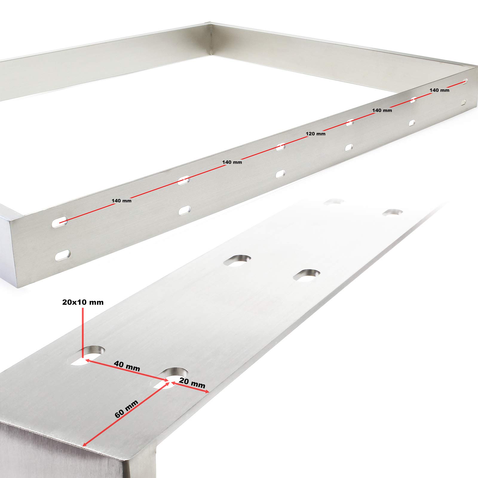 Wiltec Telaio tavolo acciaio inox 80x73cm base con feltri