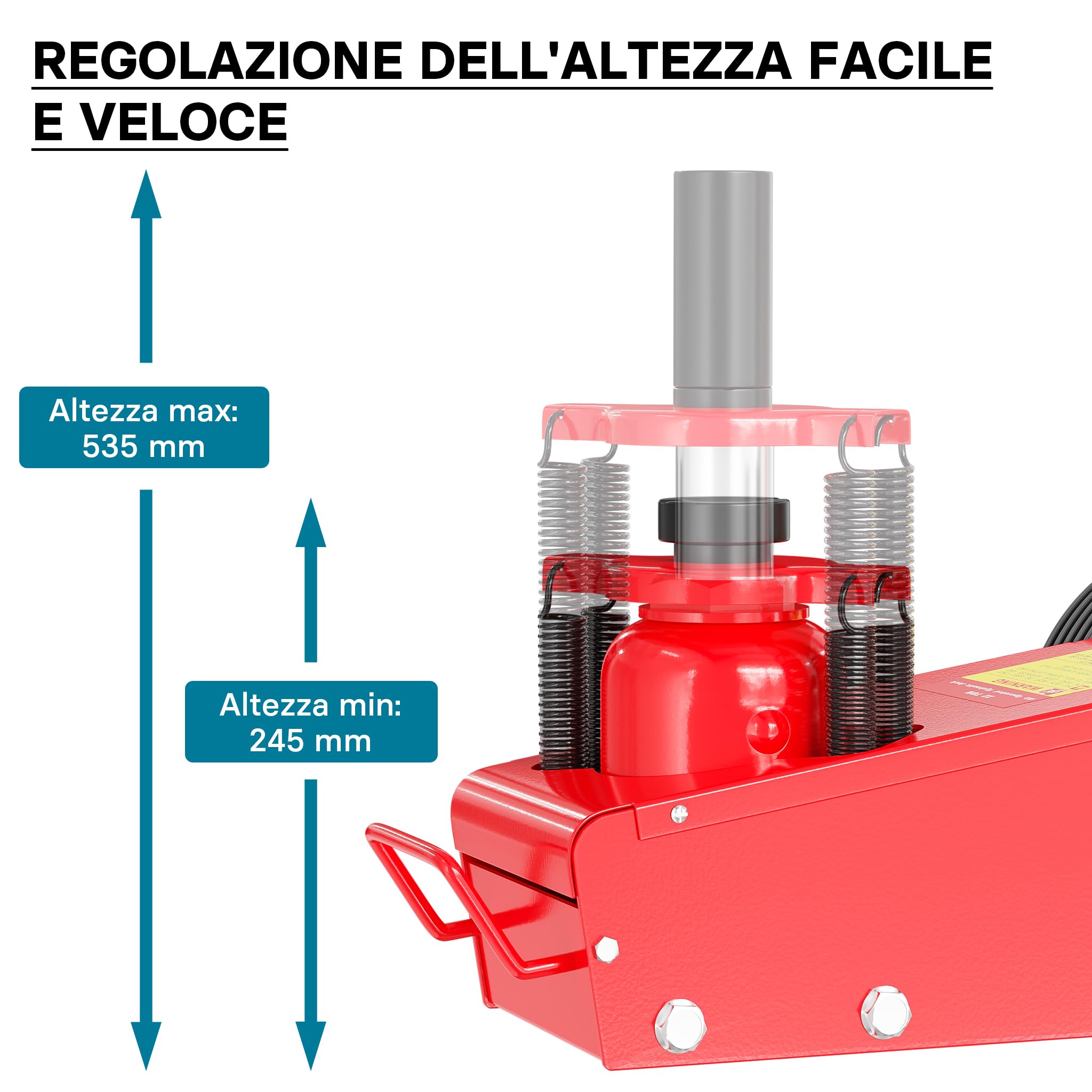 Wiltec Cric Pneumatico Carrello 22T 245-535mm