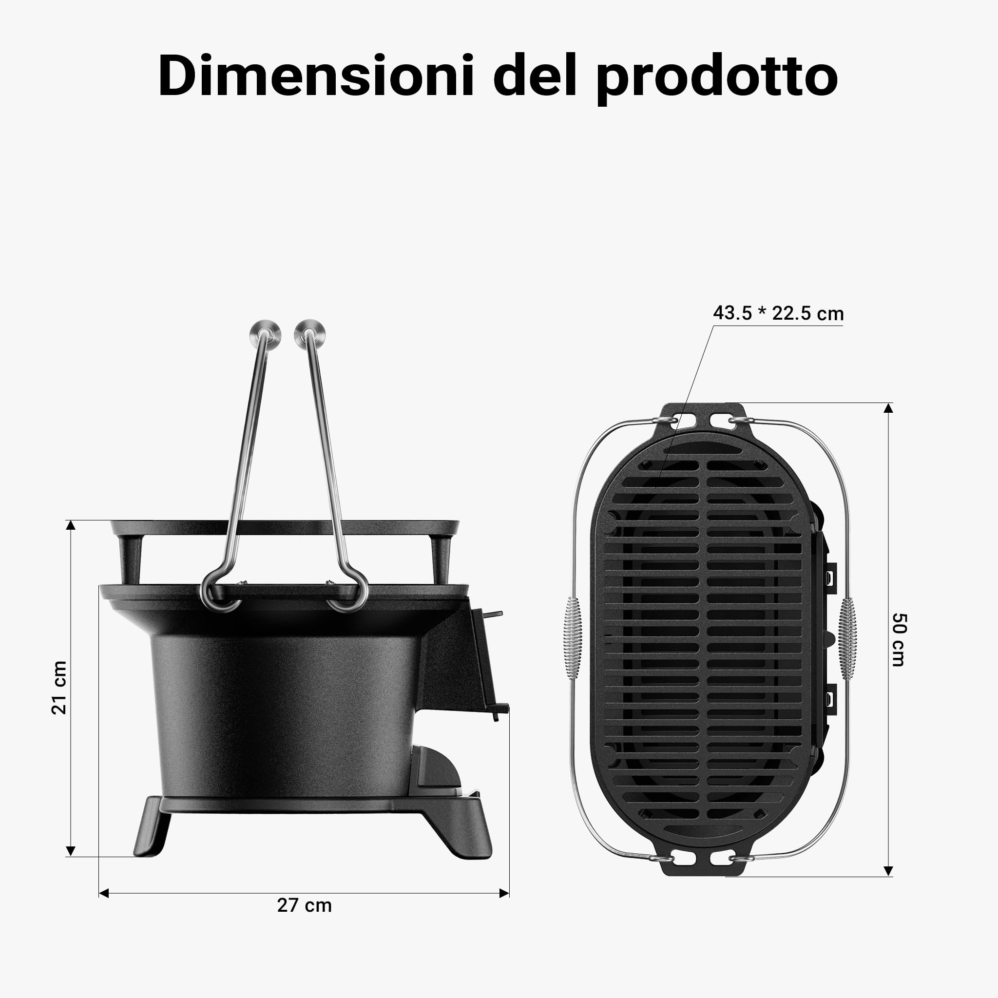 Wiltec Pentola Barbecue Ghisa 50x27x21 cm con Griglia