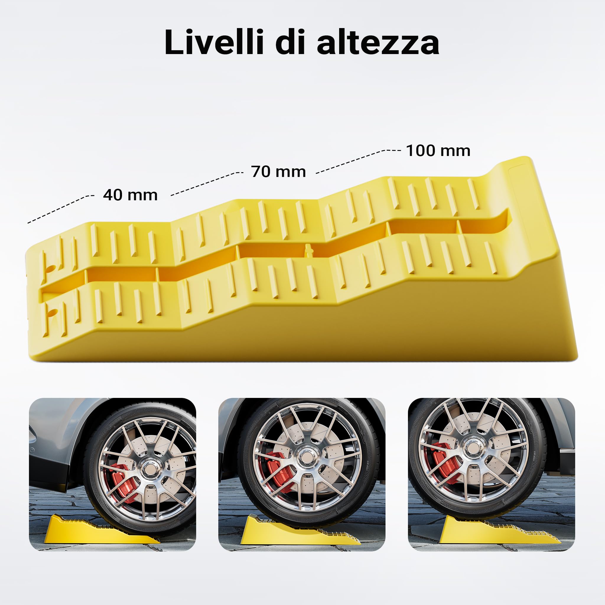 Wiltec Cunei Fermaruota 40/70/100 mm set 2 pezzi 3t HDPE