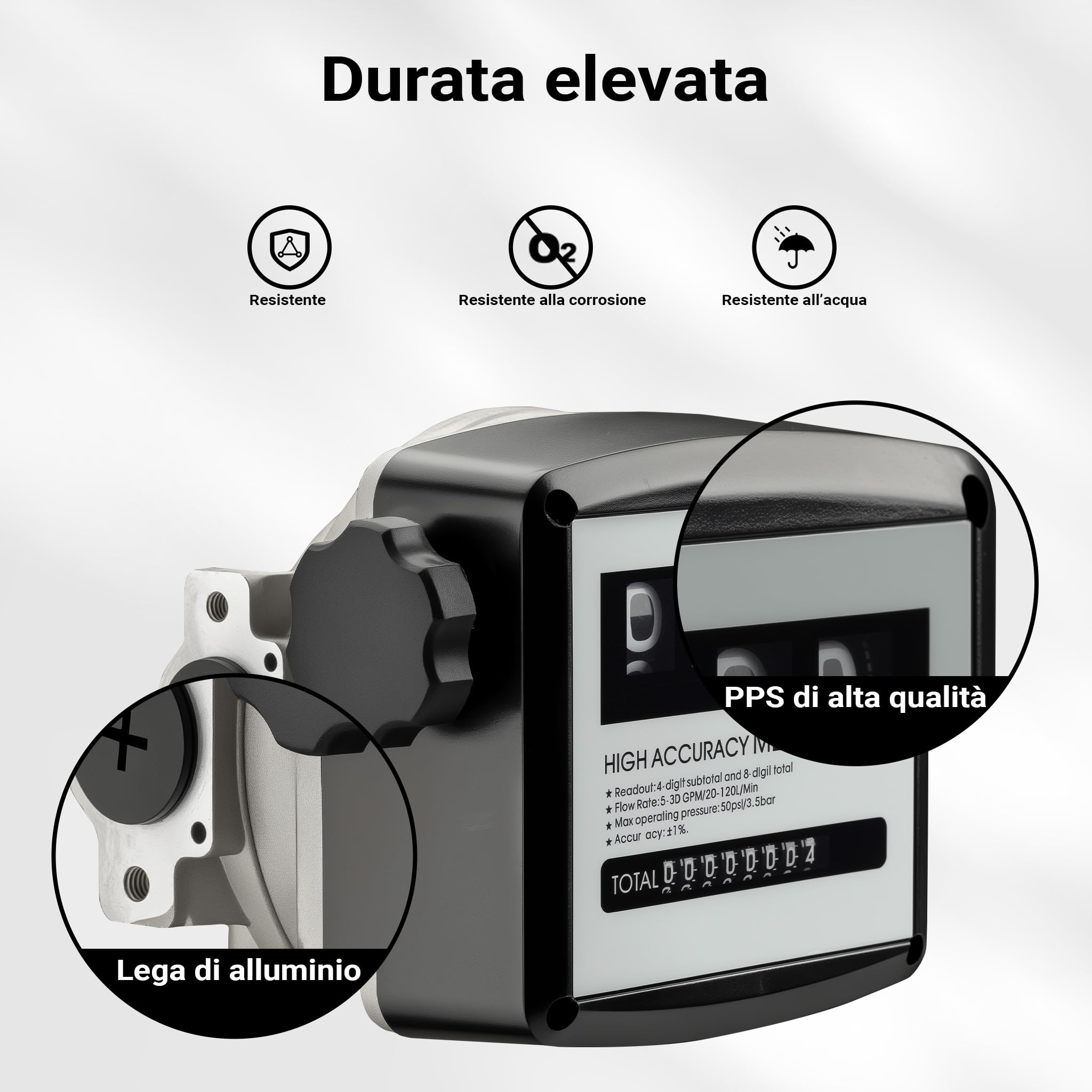 Wiltec Contatore gasolio 20-120 l/min 25,4 mm diesel