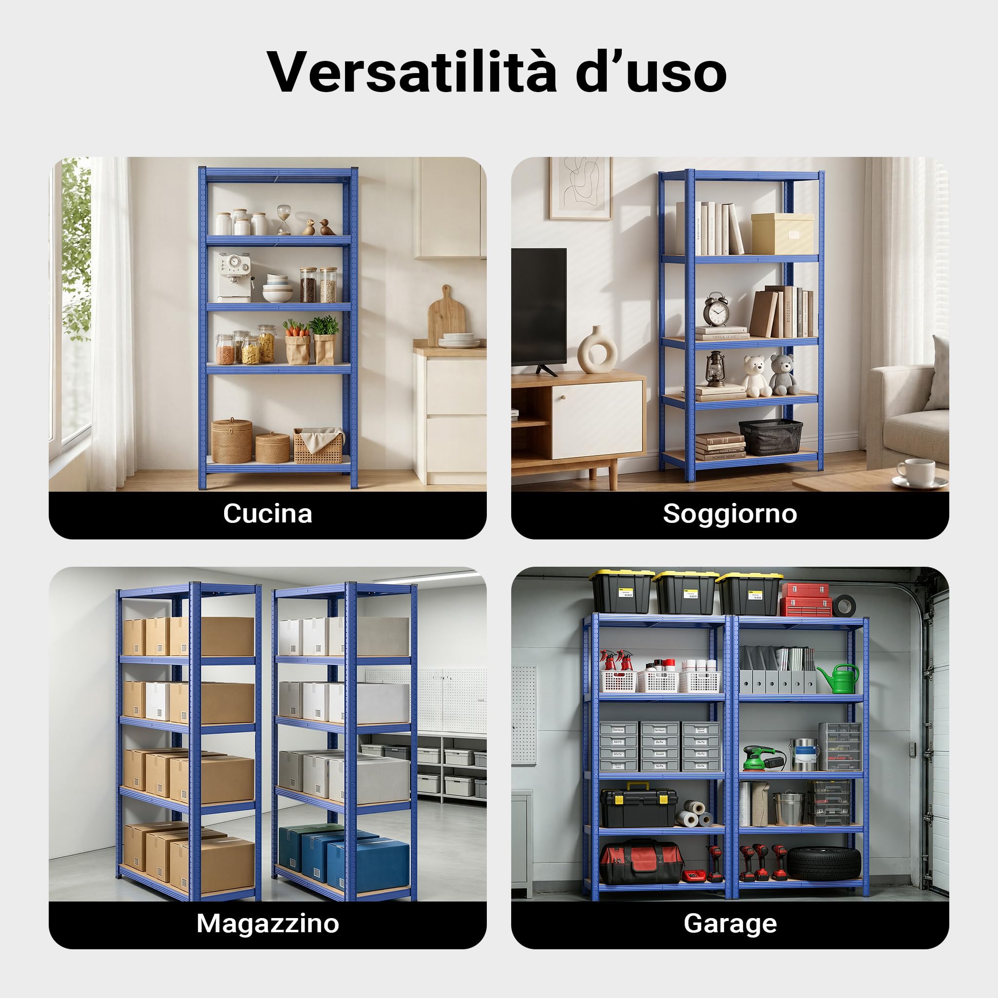 Wiltec Scaffale Carichi Pesanti Blu 120x60x204 cm 5 Ripiani