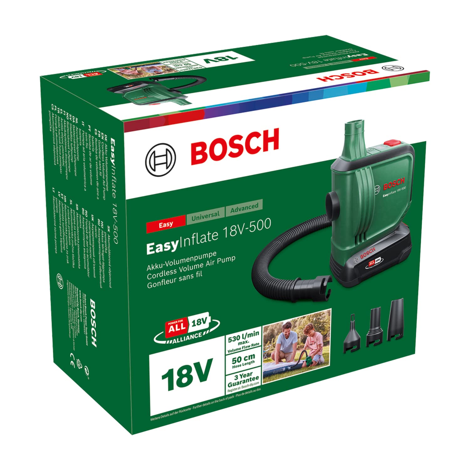 Bosch EasyInflate 18V-500 Pompa Aria 18V 2,0Ah 530 l/min