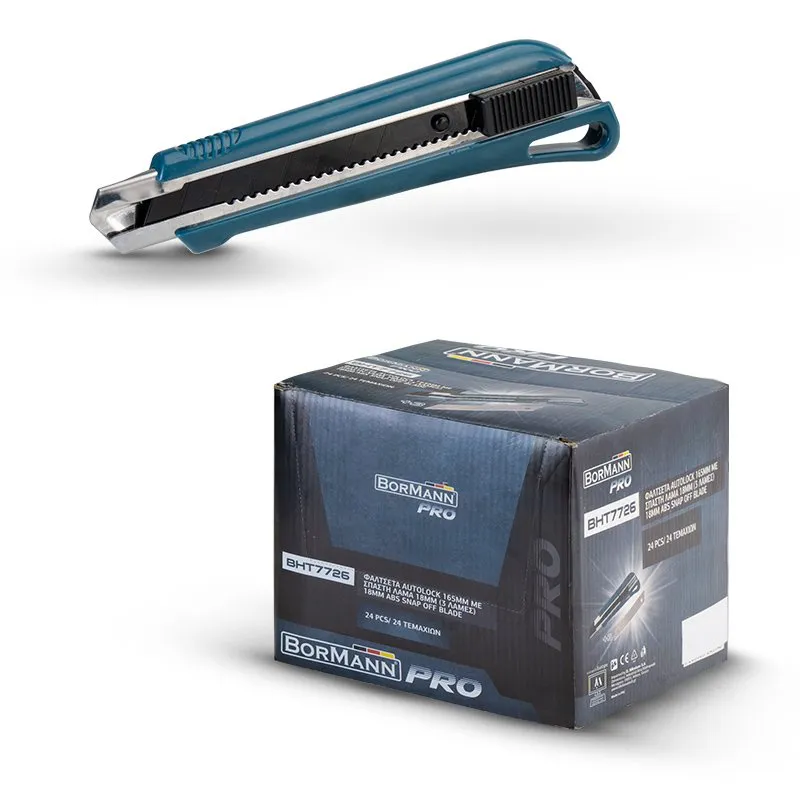 Bormann cutter 18 mm autolock 165 mm 3 pezzi lame snap-off