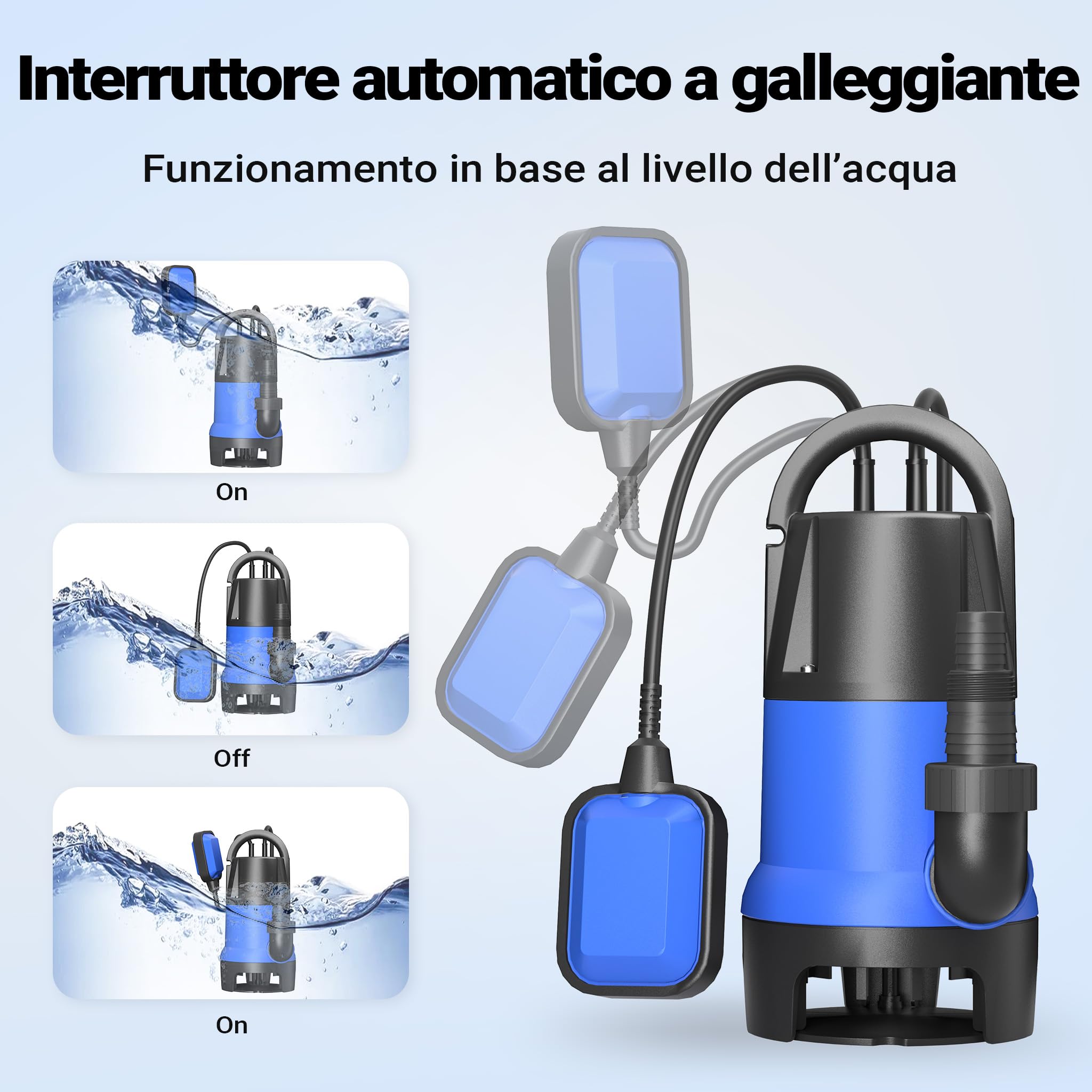 Wiltec Pompa Sommersa Acque Nere 1100W 15000 l/h