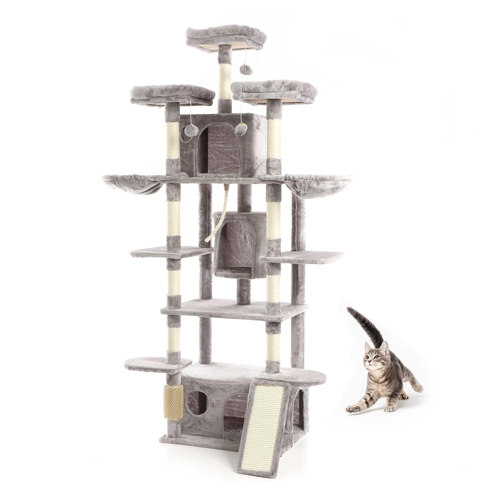 Fudajo Albero tiragraffi gatti 198 cm grigio sisal amache