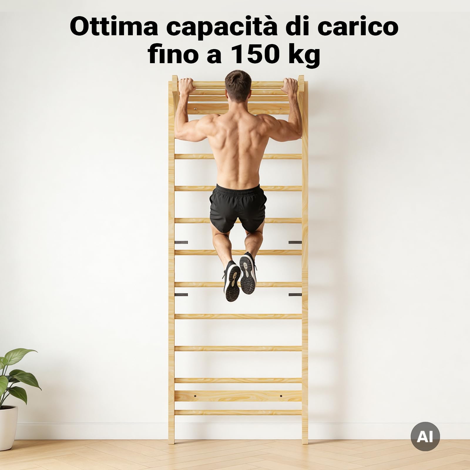 Wiltec Spalliera Svedese Legno 220 cm Portata 150 kg