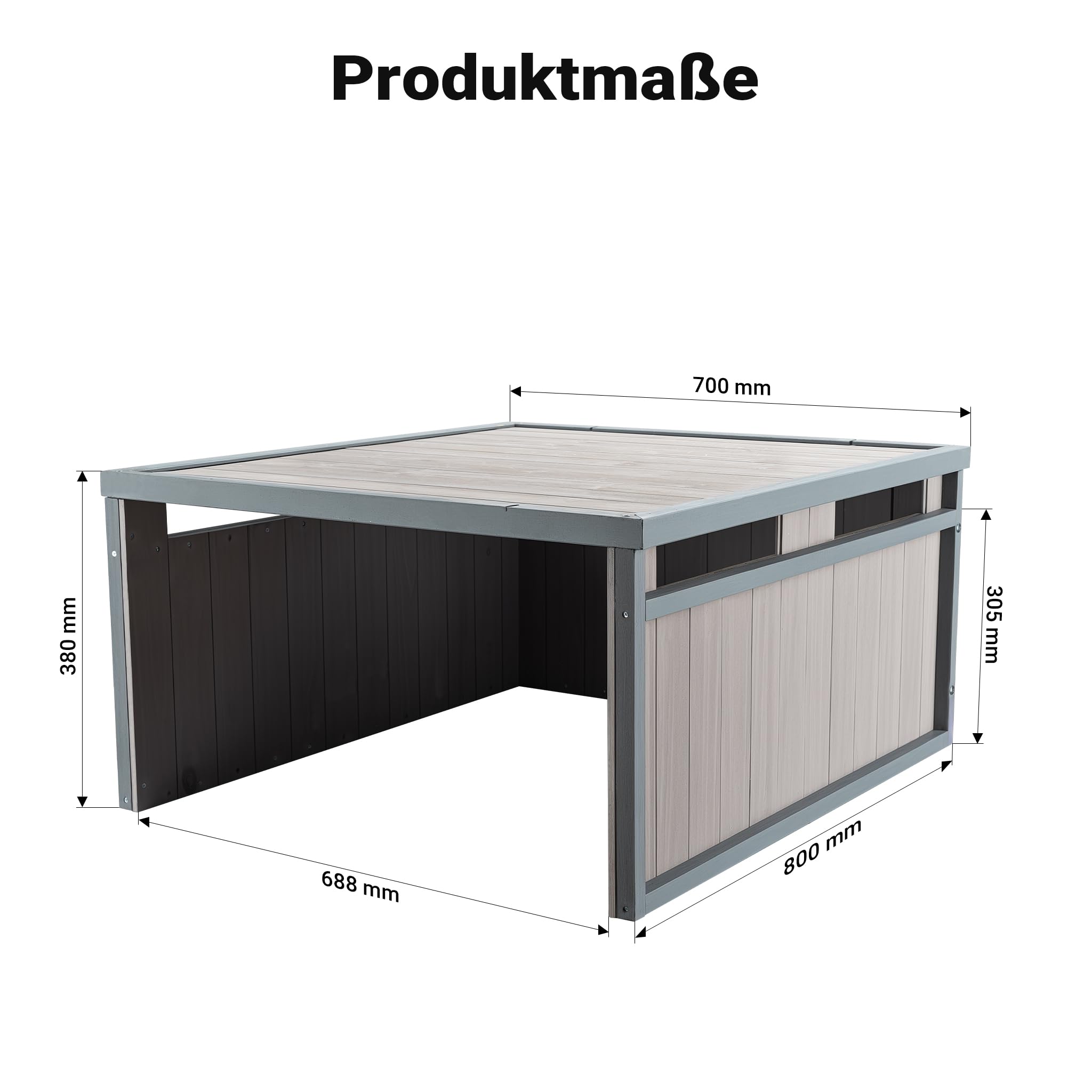Wiltec garage robot tagliaerba legno grigio 80x70 cm