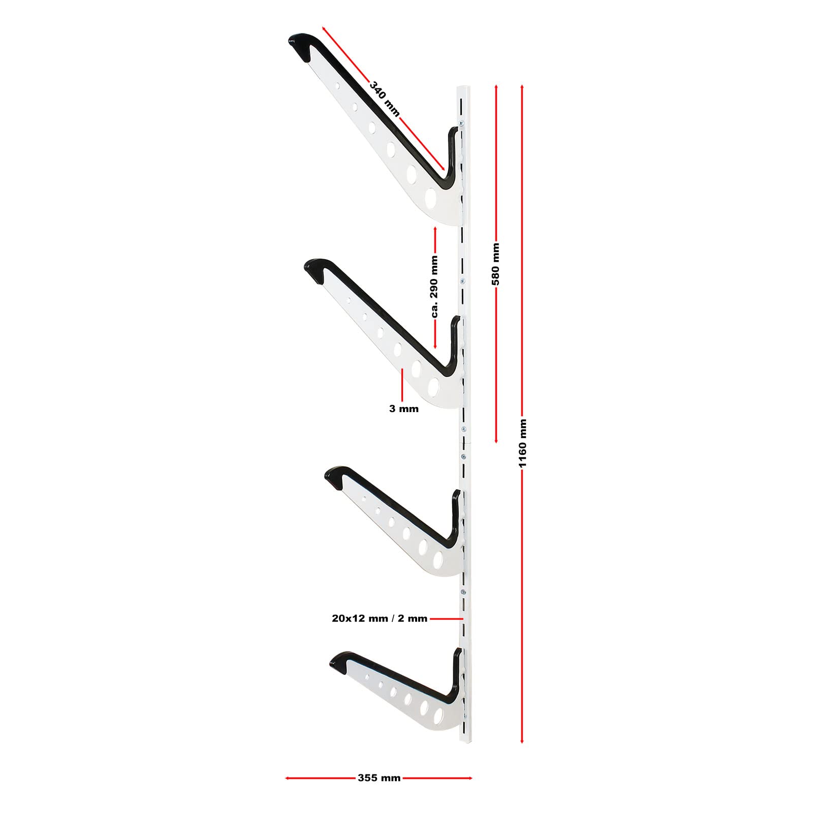 Wiltec Supporto muro surf sci 4 livelli 25 kg ripiano
