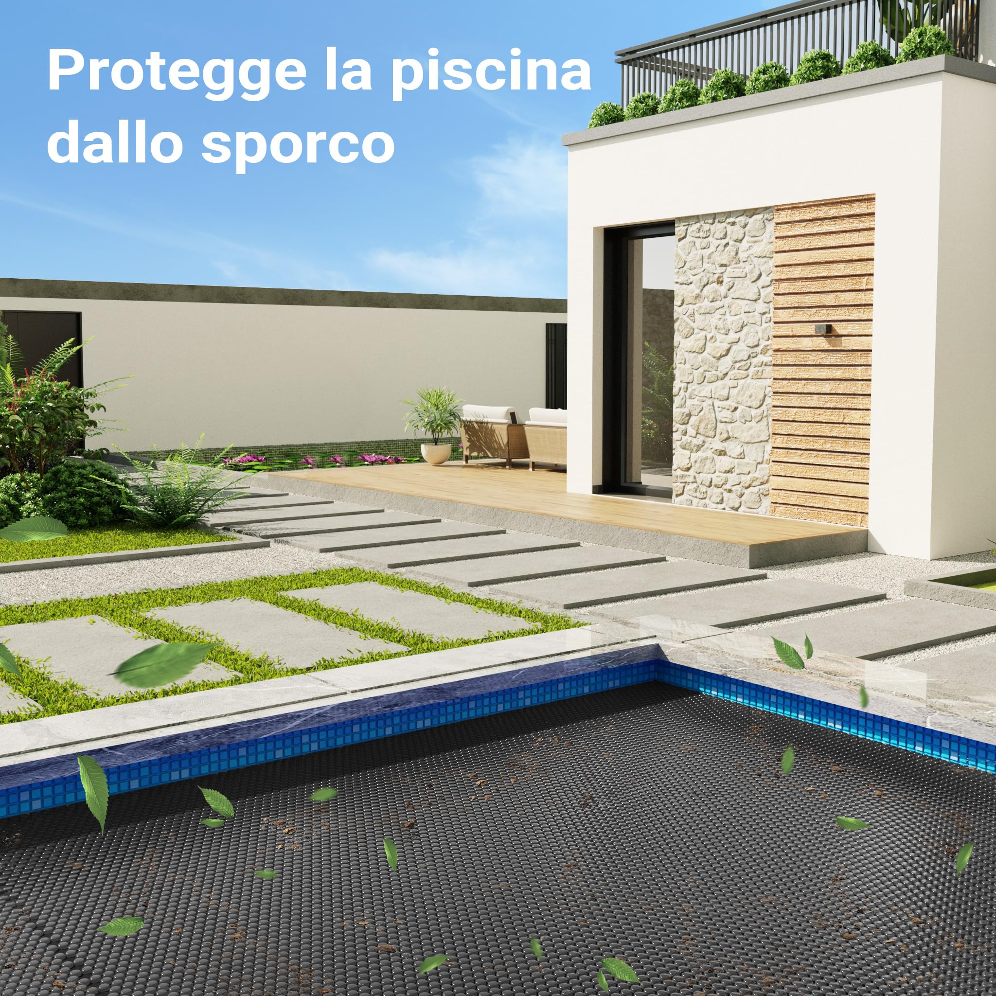 Wiltec Copertura 5x8 m Telo Piscina Termico Nero 140µ