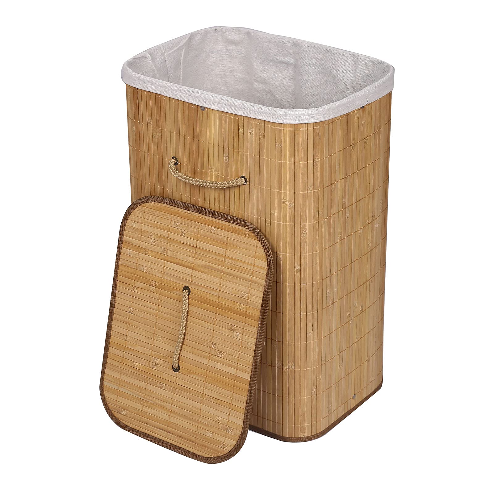 Wiltec Cesto Portabiancheria Bambù 72 L Natur Rettangolare