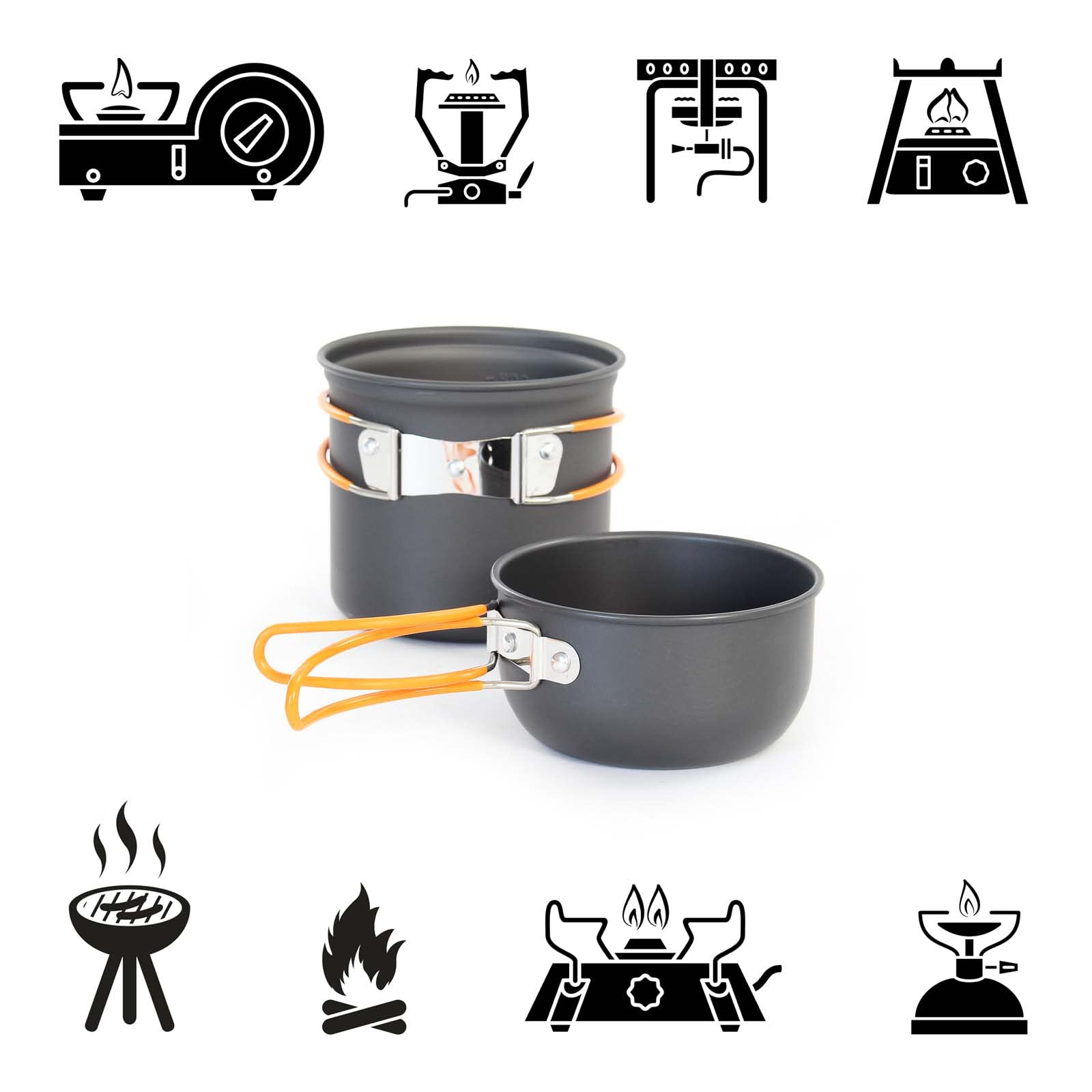 Wiltec Toboli set stoviglie campeggio 6 pz alluminio