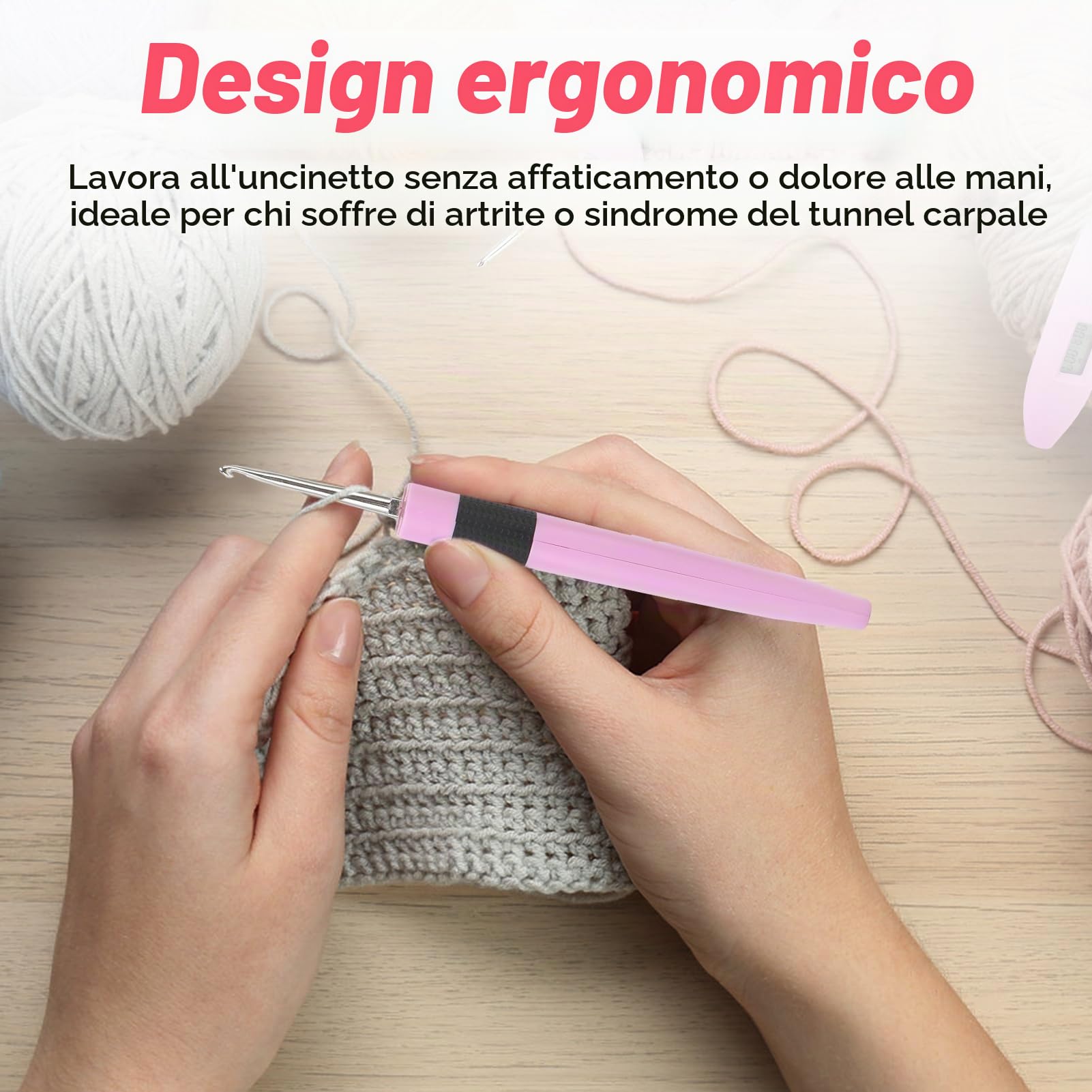 Weytoll Set Uncinetti LED Ricaricabile 24 testine con contatore