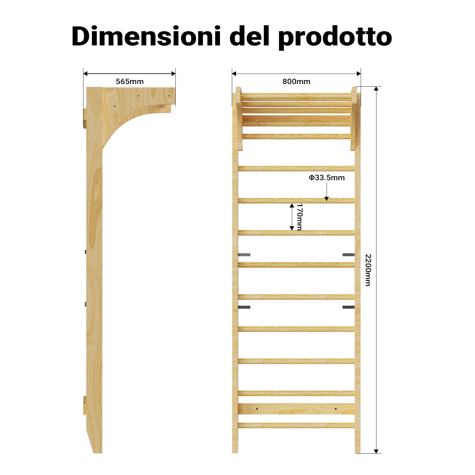 Wiltec Spalliera Svedese Legno 220 cm Portata 150 kg
